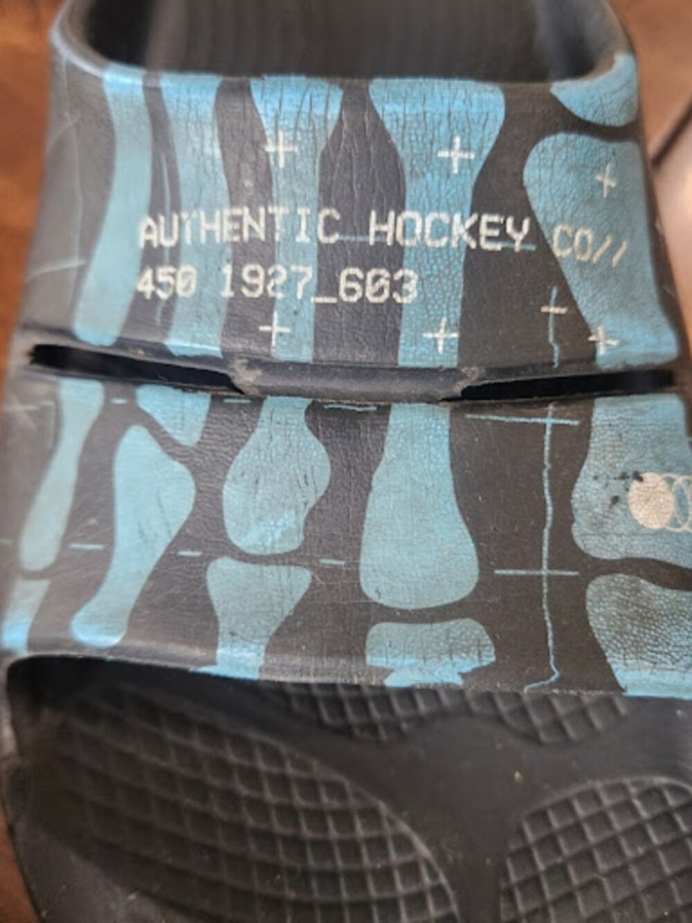Bauer Oofos Recovery Slide Sandals Black Blue X Ray Hockey Graphic Mens Seven